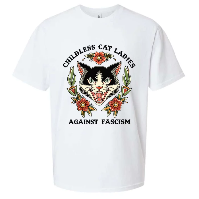 Childless Cat Ladies Against Fascism Sueded Cloud Jersey T-Shirt