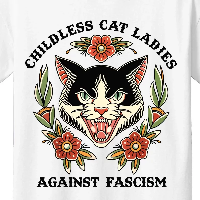 Childless Cat Ladies Against Fascism Kids T-Shirt