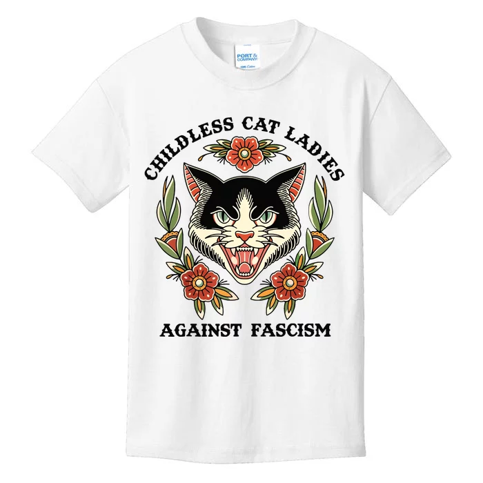 Childless Cat Ladies Against Fascism Kids T-Shirt