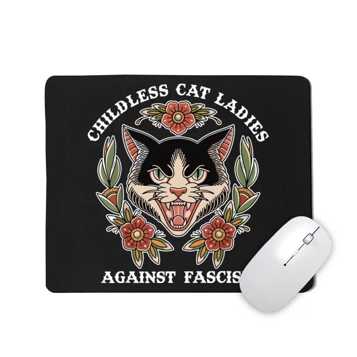 Childless Cat Ladies Against Fascism Funny Cat Feminist Mousepad