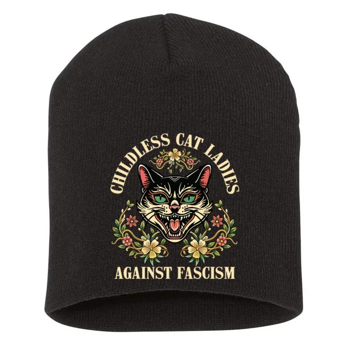 Childless Cat Ladies Against Fascism Short Acrylic Beanie