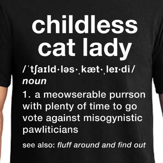 Childless Cat Lady Funny Dictionary Definition Pajama Set