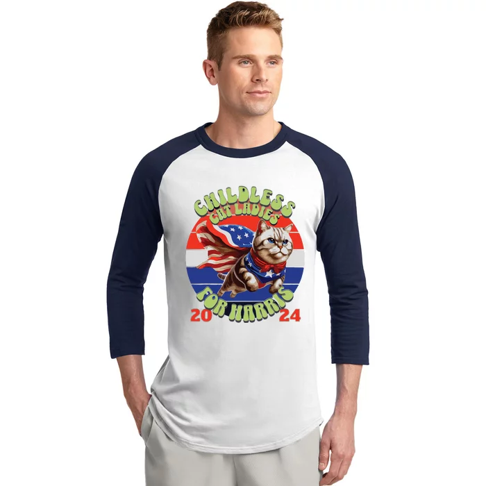 Childless Cat Ladies For Harris 2024 Baseball Sleeve Shirt