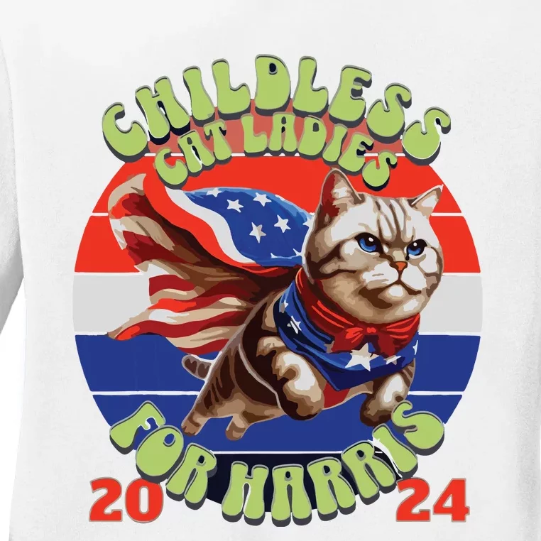 Childless Cat Ladies For Harris 2024 Ladies Long Sleeve Shirt