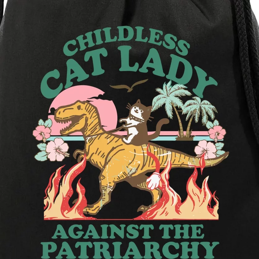 Childless Cat Lady Against The Patriarchy Drawstring Bag