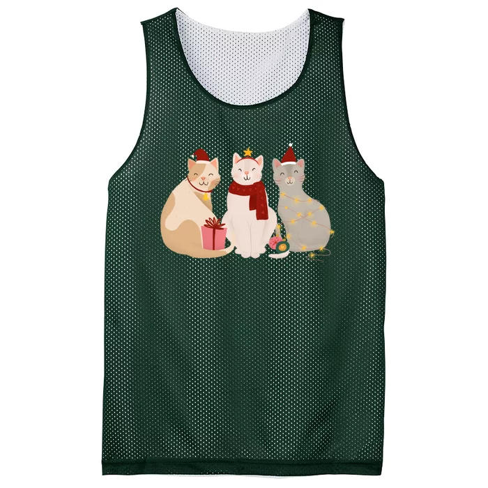 Catmas Cat Lover Cute Christmas Mesh Reversible Basketball Jersey Tank