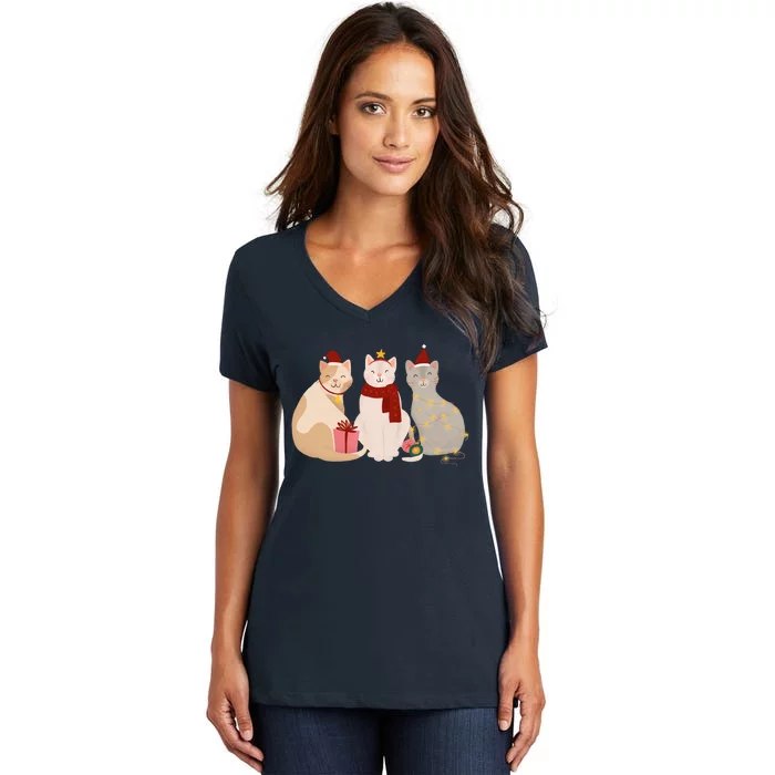 Catmas Cat Lover Cute Christmas Women's V-Neck T-Shirt