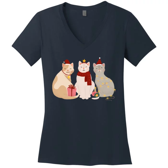 Catmas Cat Lover Cute Christmas Women's V-Neck T-Shirt