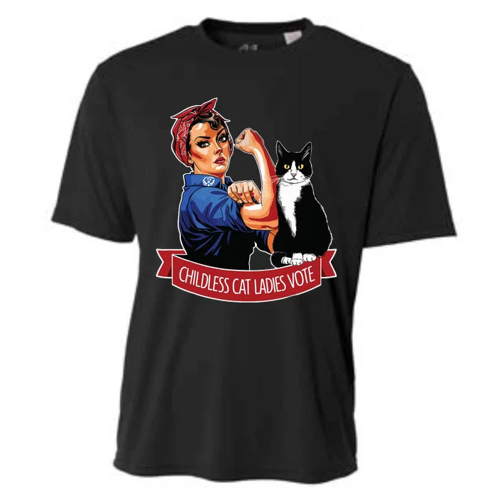 Childless Cat Ladies Vote Rosie The Riveter Cooling Performance Crew T-Shirt