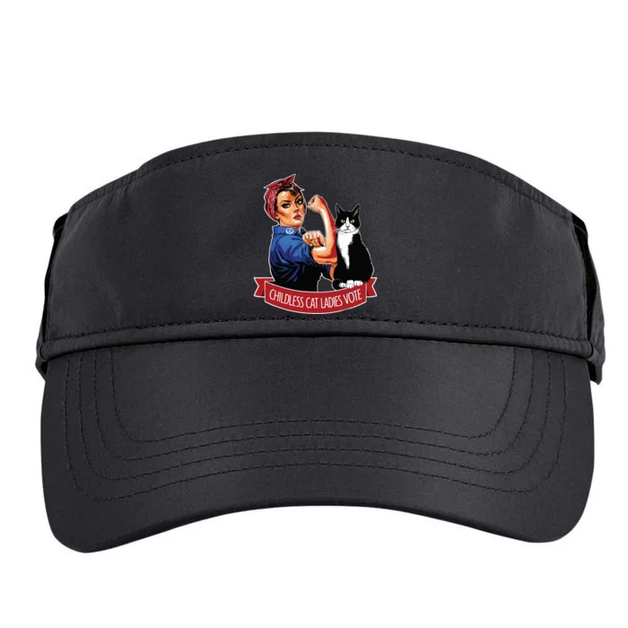 Childless Cat Ladies Vote Rosie The Riveter Adult Drive Performance Visor