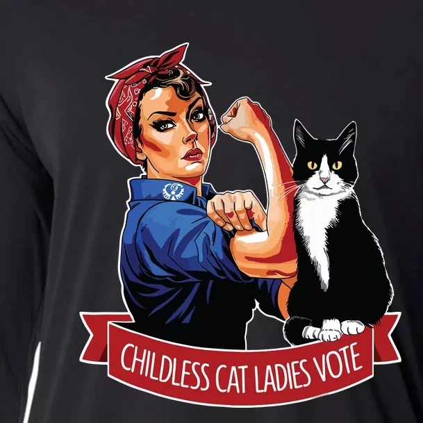 Childless Cat Ladies Vote Rosie The Riveter Cooling Performance Long Sleeve Crew