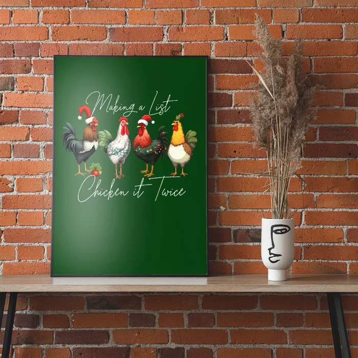 Christmas Chicken Lover Xmas Santa Hat Funny Farm Gift Poster