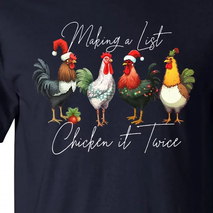 Christmas Chicken Lover Xmas Santa Hat Funny Farm Gift Tall T-Shirt