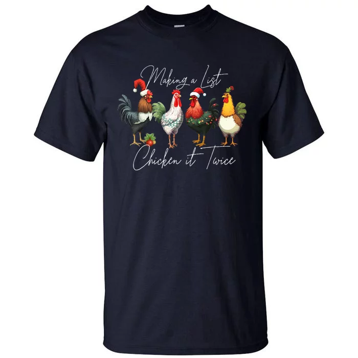 Christmas Chicken Lover Xmas Santa Hat Funny Farm Gift Tall T-Shirt