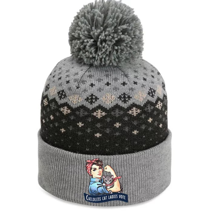 Childless Cat Ladies Vote Rosie The Riveter Election 2024 Gift The Baniff Cuffed Pom Beanie