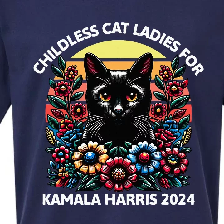 Childless Cat Ladies For Kamala Harris 2024 Sueded Cloud Jersey T-Shirt