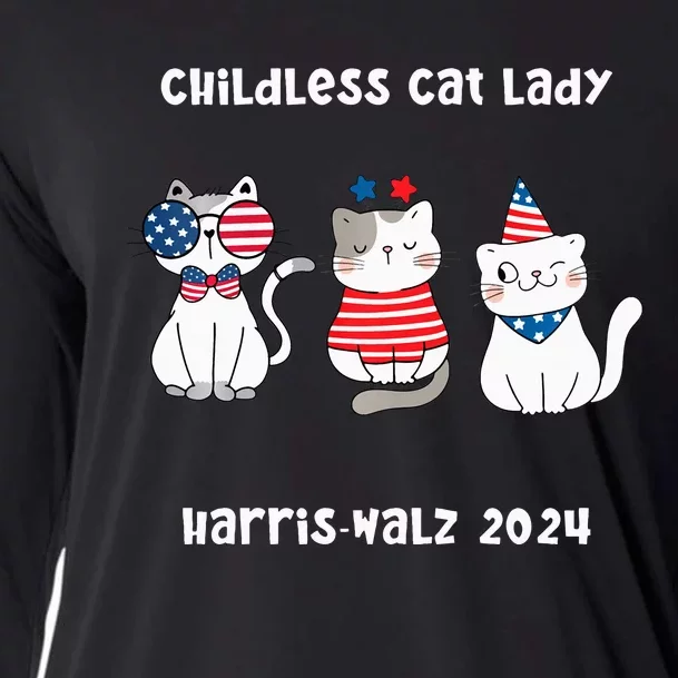 Childless Cat Lady Viral Pop Culture Meme Election 2024 Cooling Performance Long Sleeve Crew