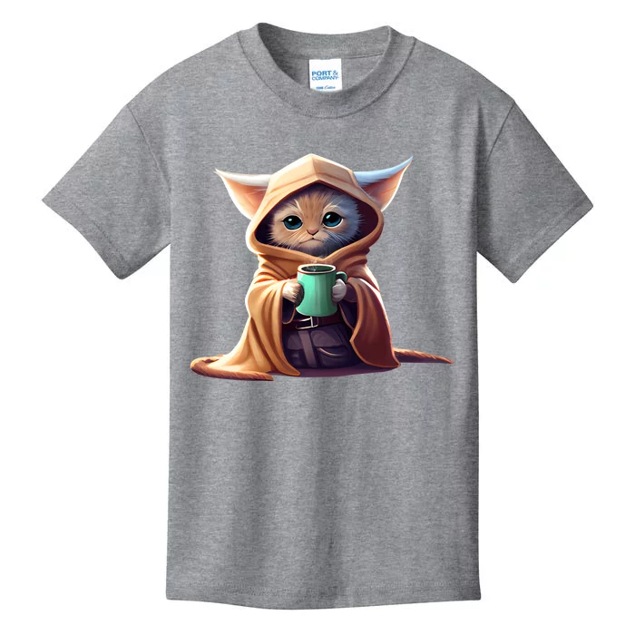 Cat Coffee Lover Kitten Baby Cute Adorable Fan Art Gift Kids T-Shirt