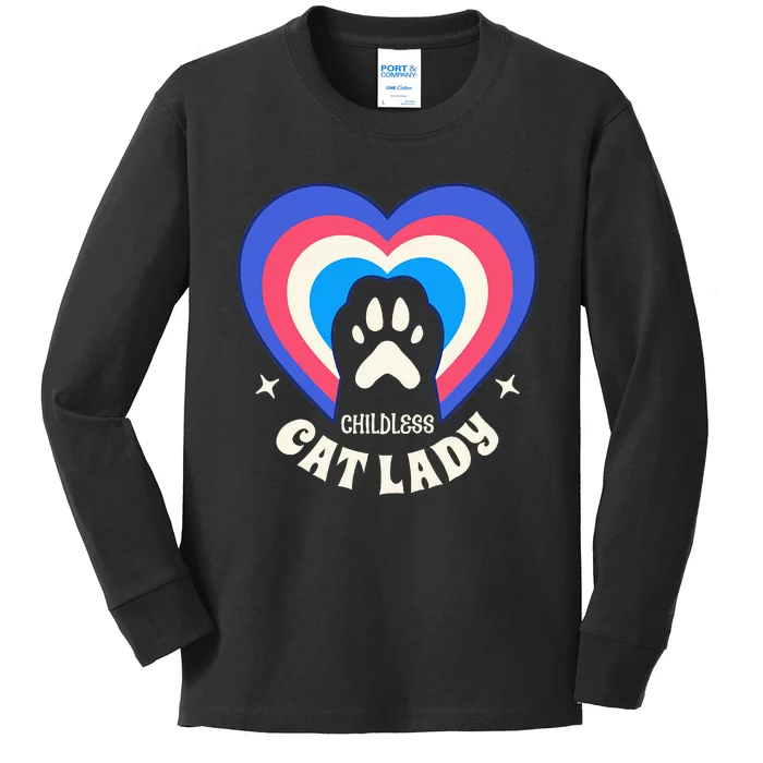 Childless Cat Lady Kids Long Sleeve Shirt