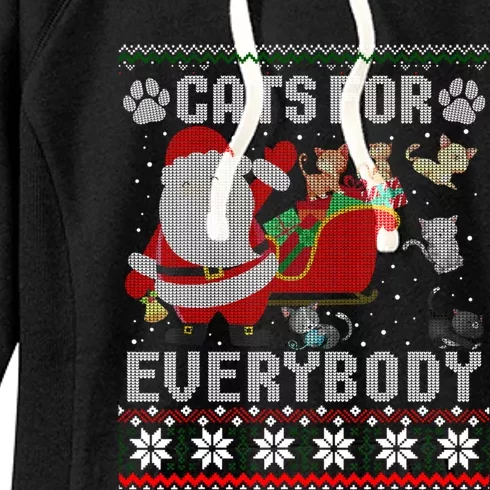 Cute Cat Lover Ugly Sweater Cats For Everybody Christmas Gift Women's Fleece Hoodie