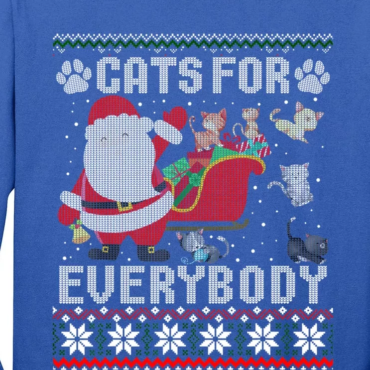 Cute Cat Lover Ugly Sweater Cats For Everybody Christmas Gift Tall Long Sleeve T-Shirt