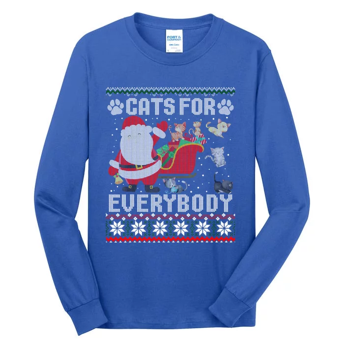 Cute Cat Lover Ugly Sweater Cats For Everybody Christmas Gift Tall Long Sleeve T-Shirt