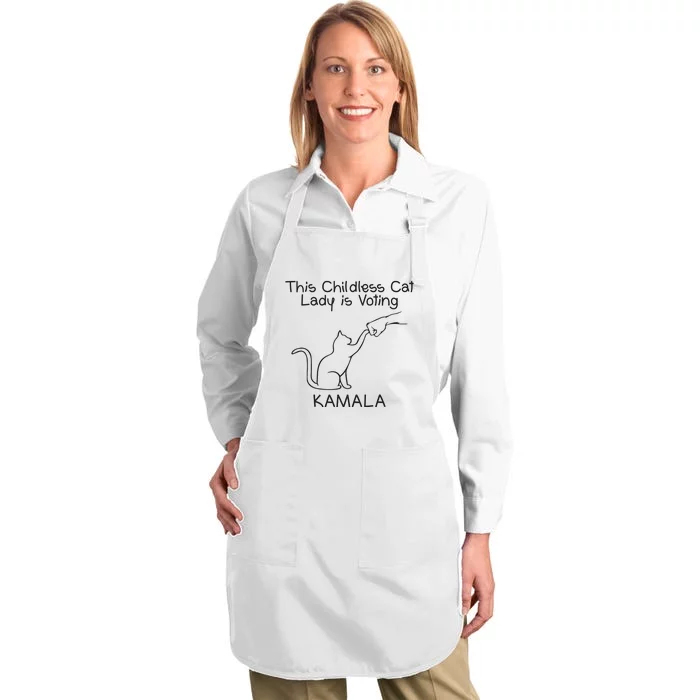 Childless Cat Lady Is Voting Kamala Full-Length Apron With Pocket