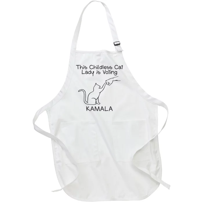 Childless Cat Lady Is Voting Kamala Full-Length Apron With Pocket