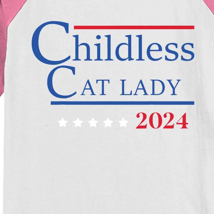 Childless Cat Lady 2024 Ladies Is Voting Kamala Kids Colorblock Raglan Jersey