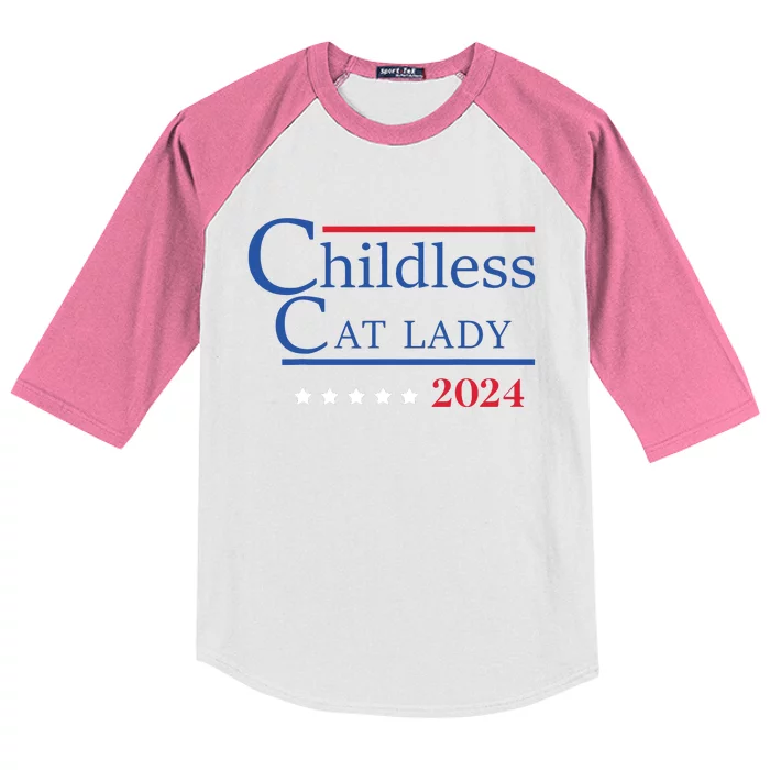 Childless Cat Lady 2024 Ladies Is Voting Kamala Kids Colorblock Raglan Jersey