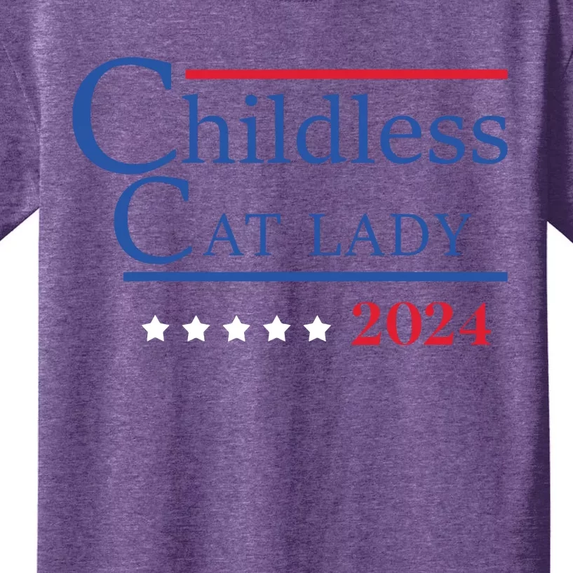 Childless Cat Lady 2024 Ladies Is Voting Kamala Kids T-Shirt