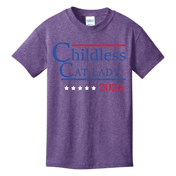 Childless Cat Lady 2024 Ladies Is Voting Kamala Kids T-Shirt