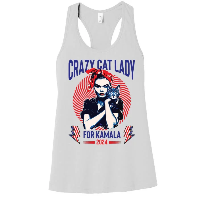 Crazy Cat Lady For Kamala 2024 Kamala Election 2024 Vote Women's Racerback Tank