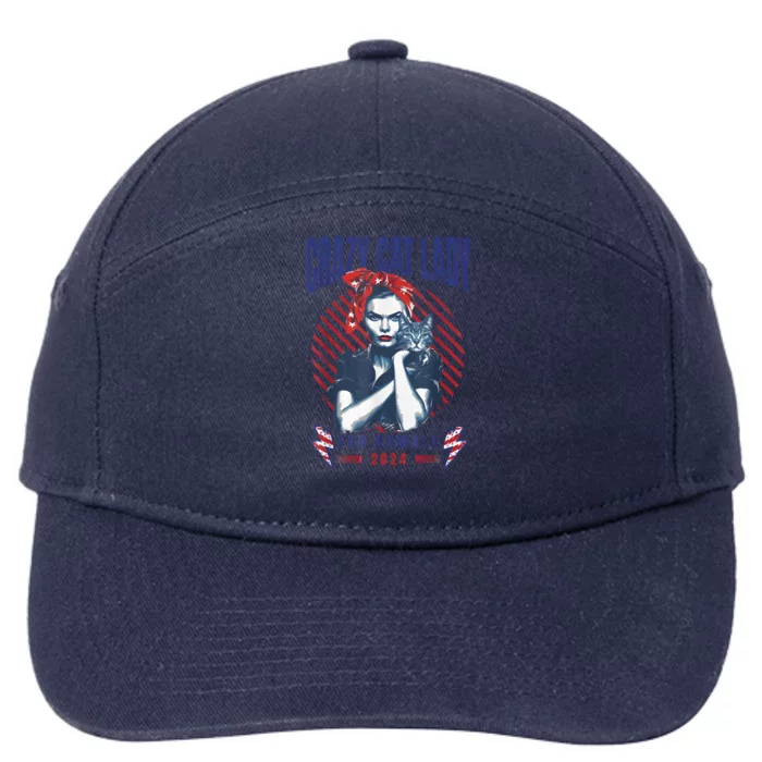 Crazy Cat Lady For Kamala 2024 7-Panel Snapback Hat