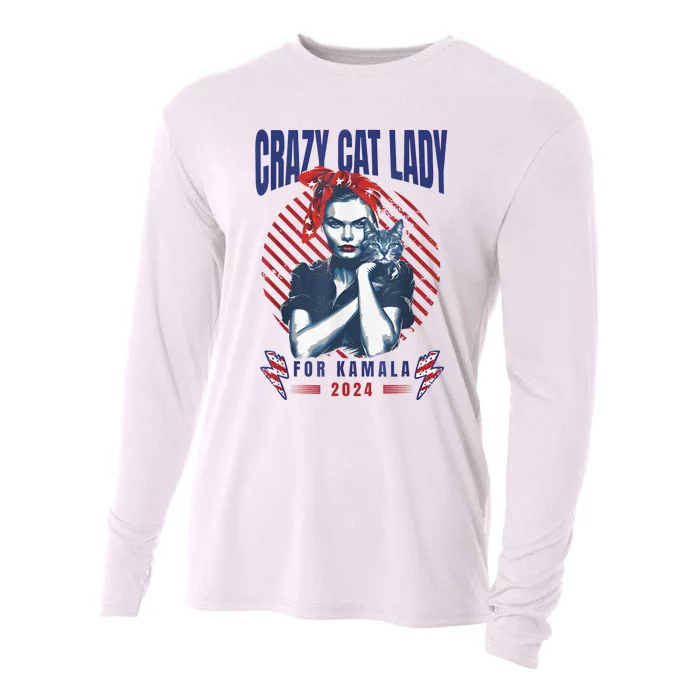 Crazy Cat Lady For Kamala 2024 Cooling Performance Long Sleeve Crew