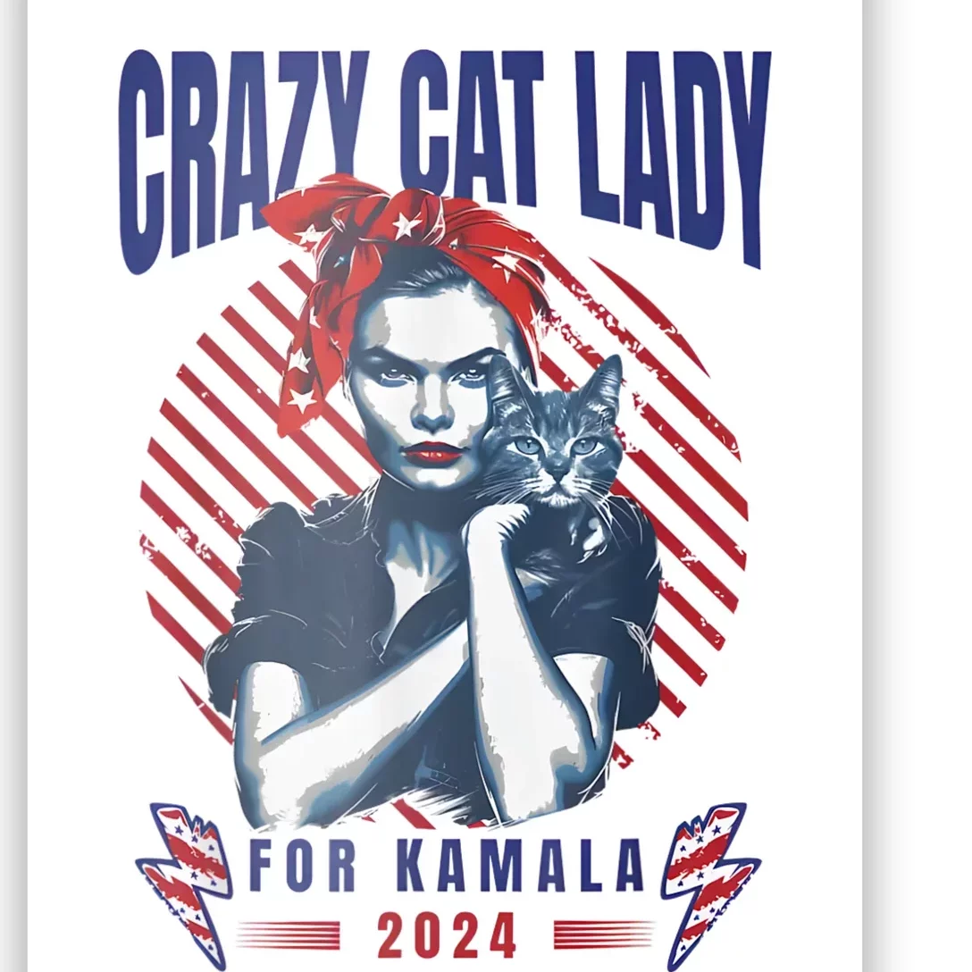 Crazy Cat Lady For Kamala 2024 Poster