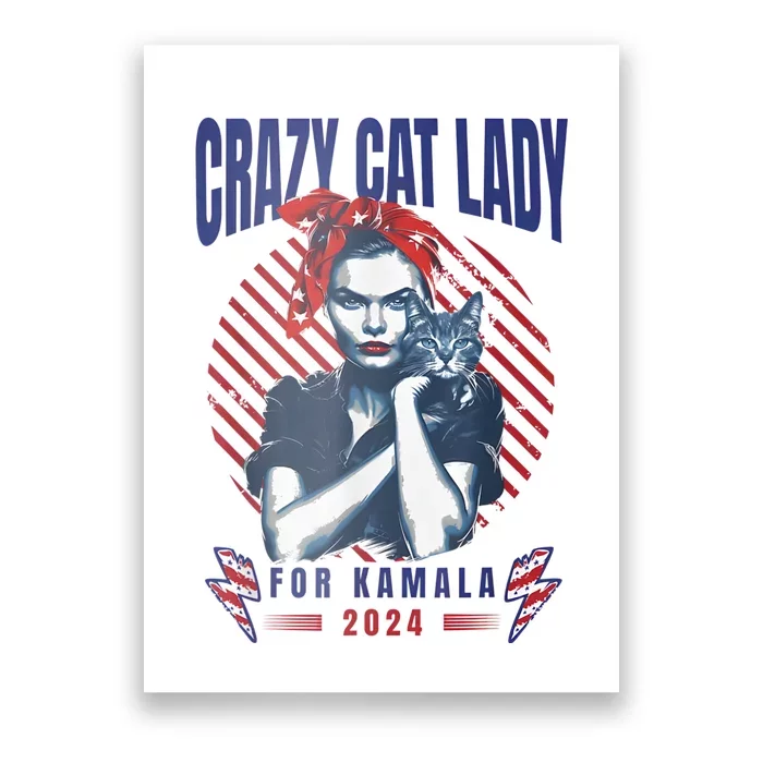 Crazy Cat Lady For Kamala 2024 Poster