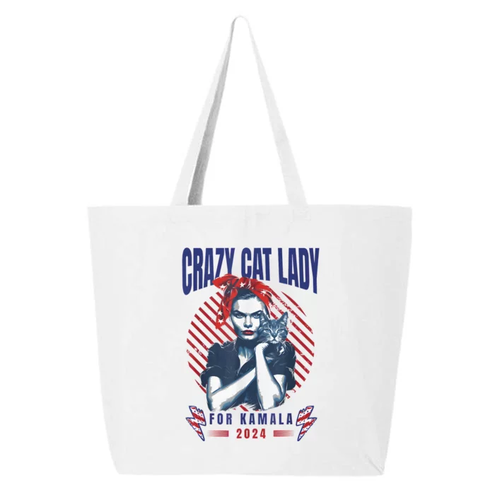 Crazy Cat Lady For Kamala 2024 25L Jumbo Tote