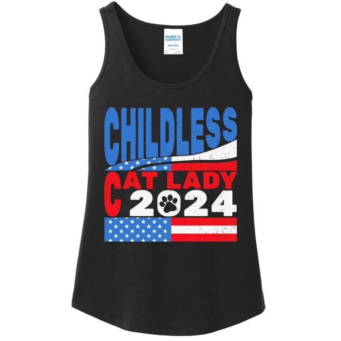 Childless Cat Lady Usa Voting Election 2024 Ladies Essential Tank