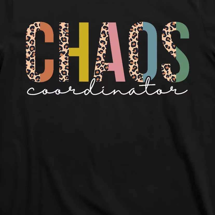 Chaos Coordinator Leopard Teacher Crew Retro School T-Shirt