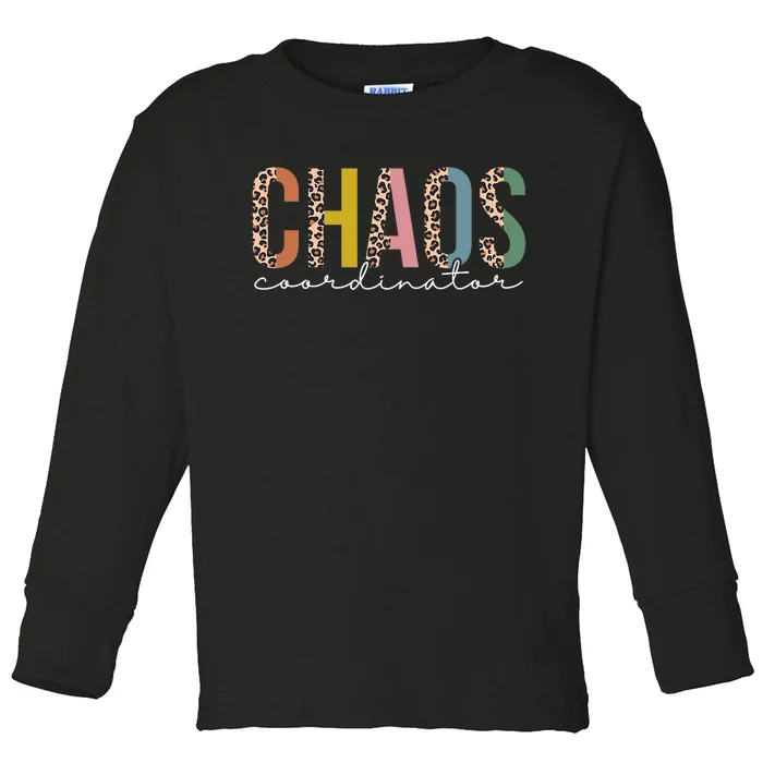 Chaos Coordinator Leopard Teacher Crew Retro School Toddler Long Sleeve Shirt