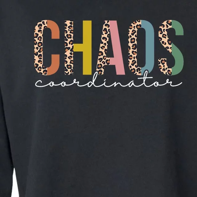 Chaos Coordinator Leopard Teacher Crew Retro School Cropped Pullover Crew