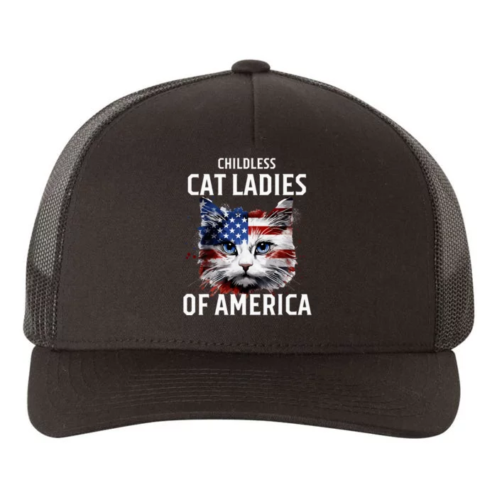 Childless Cat Lady Of America Kamala Harris 2024 Us Flag Yupoong Adult 5-Panel Trucker Hat