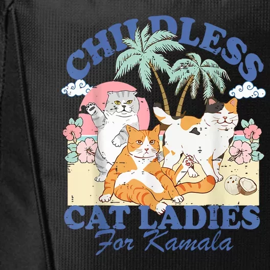 Childless Cat Lady For Kamala Harris 2024 Election Funny Cat City Backpack