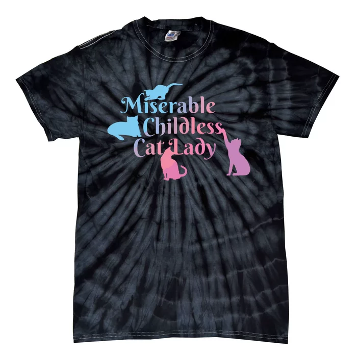 Childless Cat Ladies Against Fascism Tie-Dye T-Shirt