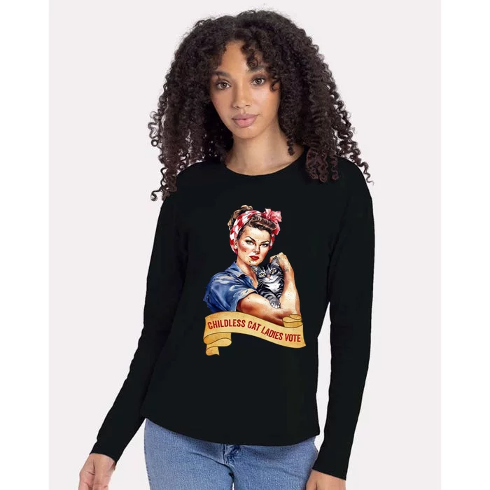 Childless Cat Ladies Vote Kamala Harris 2024 Election Womens Cotton Relaxed Long Sleeve T-Shirt