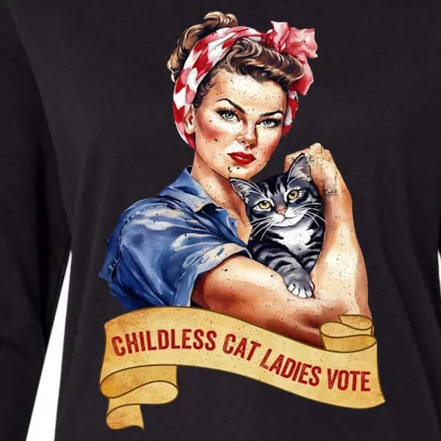 Childless Cat Ladies Vote Kamala Harris 2024 Election Womens Cotton Relaxed Long Sleeve T-Shirt