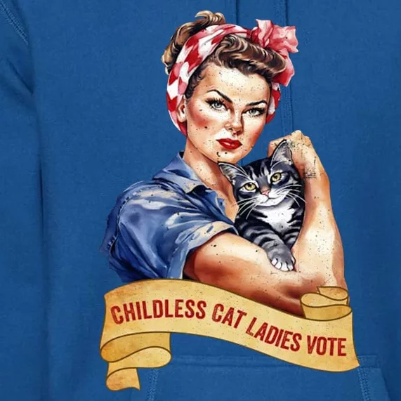 Childless Cat Ladies Vote Kamala Harris 2024 Election Premium Hoodie