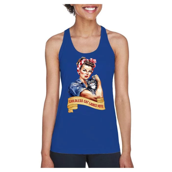 Childless Cat Ladies Vote Kamala Harris 2024 Election Women's Racerback Tank