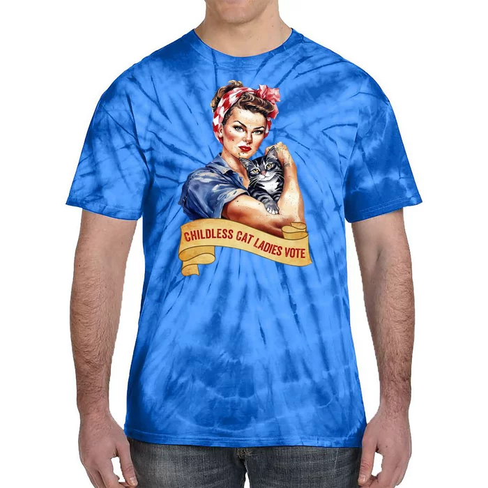 Childless Cat Ladies Vote Kamala Harris 2024 Election Tie-Dye T-Shirt